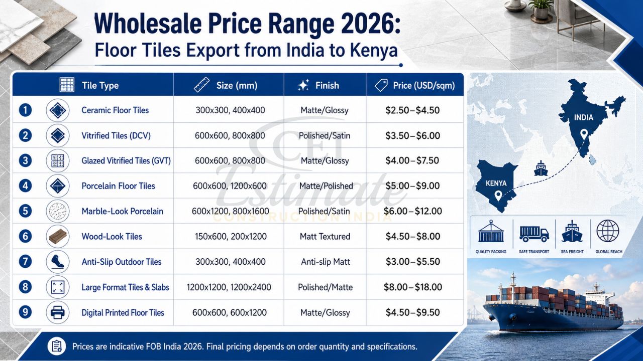 https://chatgpt.com/c/69f32f9e-2eac-83e8-bba0-a67a3225cbf2#:~:text=Wholesale%20price%20range%202026%20for%20floor%20tiles%20export%20from%20India%20to%20Kenya%20showing%20tile%20types%2C%20sizes%2C%20finishes%2C%20and%20pricing%20per%20square%20meter