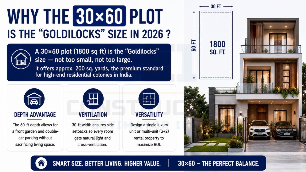 Benefits of a 30×60 residential plot including better ventilation, wider frontage, flexibility, and higher resale value.