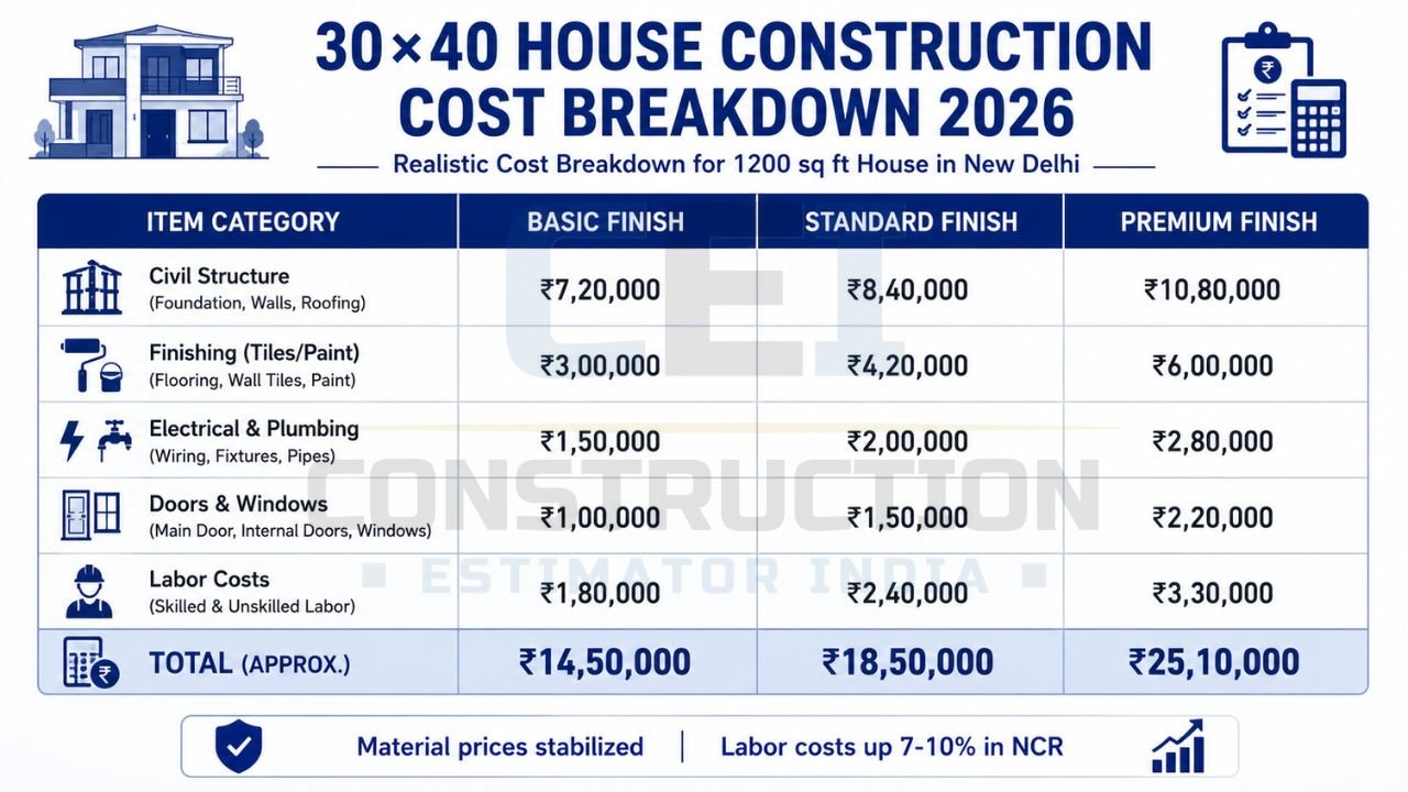 30×40 house plan featuring a 2 BHK layout with living room, kitchen, two bedrooms, two toilets, and sit-out area.