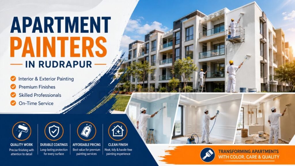 Professional apartment painters in Rudrapur providing interior and exterior apartment painting services with premium finishes and durable coatings