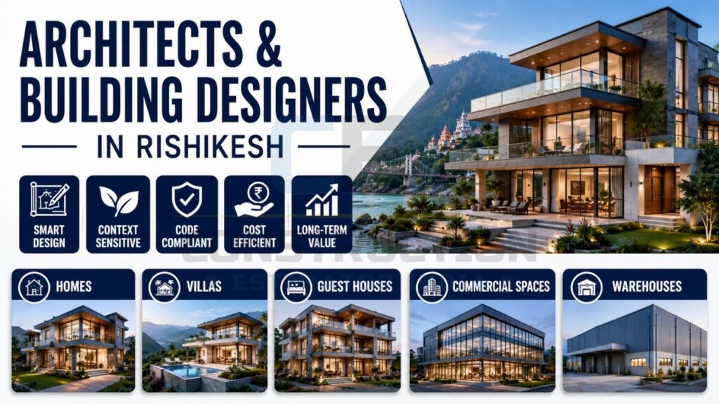 Professional architects and building designers in Rishikesh offering smart design solutions for homes, villas, guest houses, commercial spaces, and warehouses.