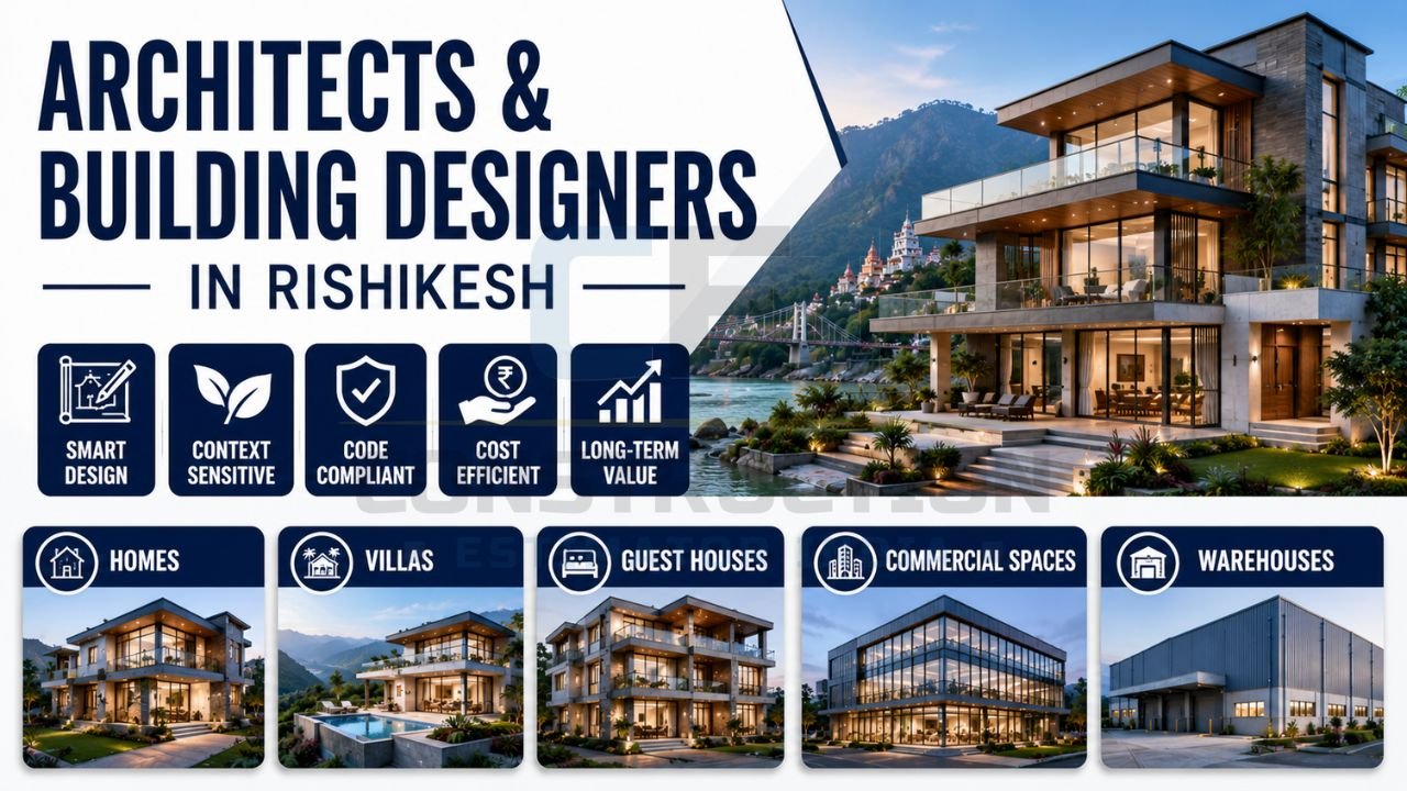 Professional architects and building designers in Rishikesh offering smart design solutions for homes, villas, guest houses, commercial spaces, and warehouses.
