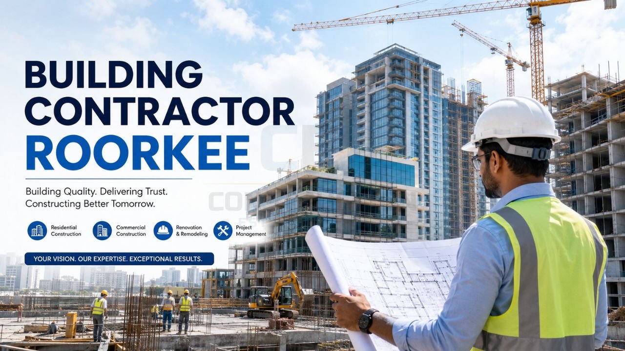 Professional building contractor in Roorkee managing residential and commercial construction projects with engineers and site supervision