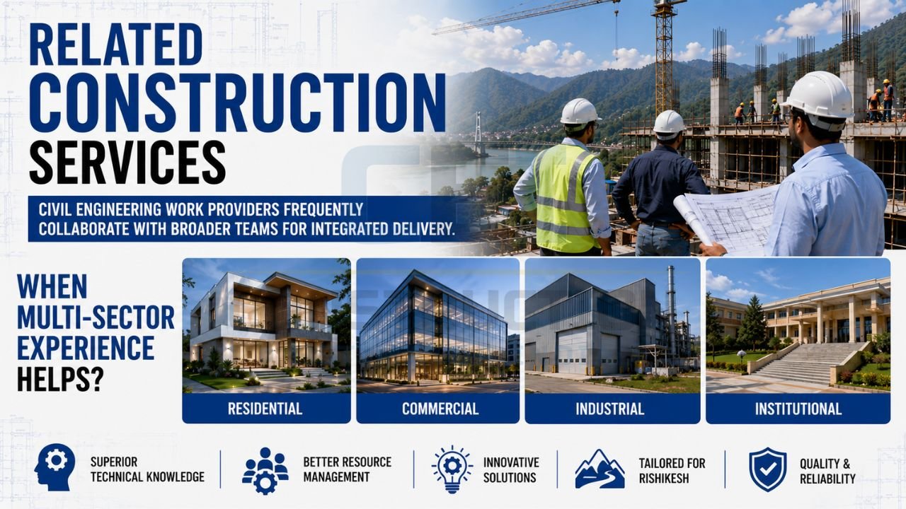 Construction professionals overseeing residential, commercial, industrial, and institutional projects with integrated engineering and project management expertise.