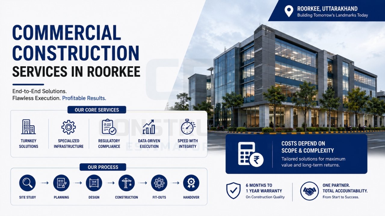 Commercial construction services in Roorkee with turnkey project execution, regulatory compliance, and end-to-end infrastructure solutions.