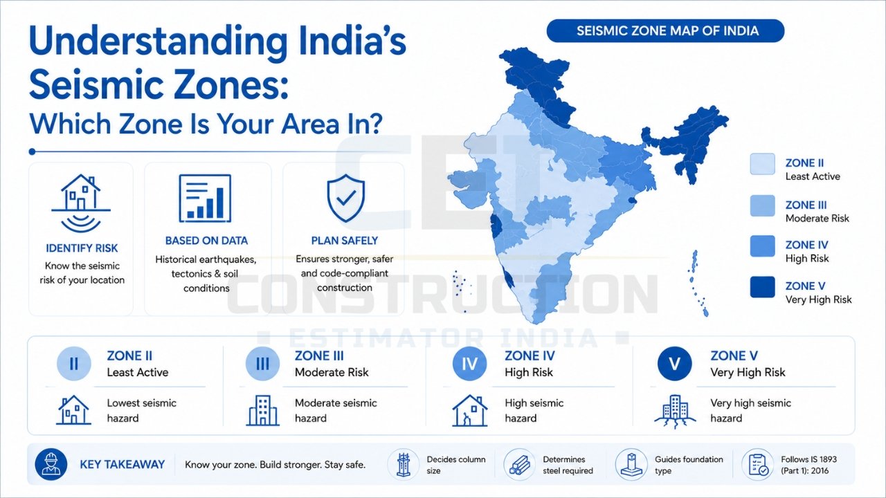 India seismic zone map showing earthquake risk zones and their impact on safe building construction