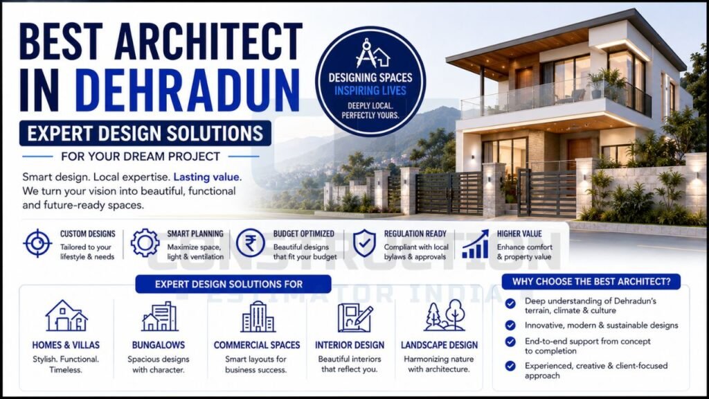 Best architect in Dehradun offering expert design solutions for homes, villas, commercial buildings, interiors, and landscape projects with modern planning and local expertise.