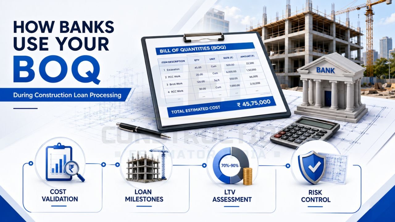 How banks use your BOQ during construction loan processing for cost validation, loan disbursement planning, LTV assessment, and risk evaluation