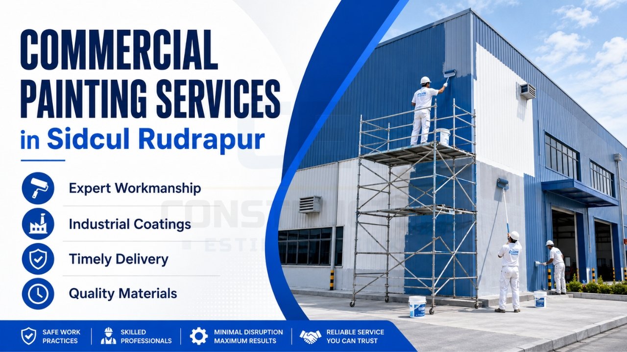 Commercial painting services in SIDCUL Rudrapur featuring industrial building painting with expert coatings and professional workmanship.