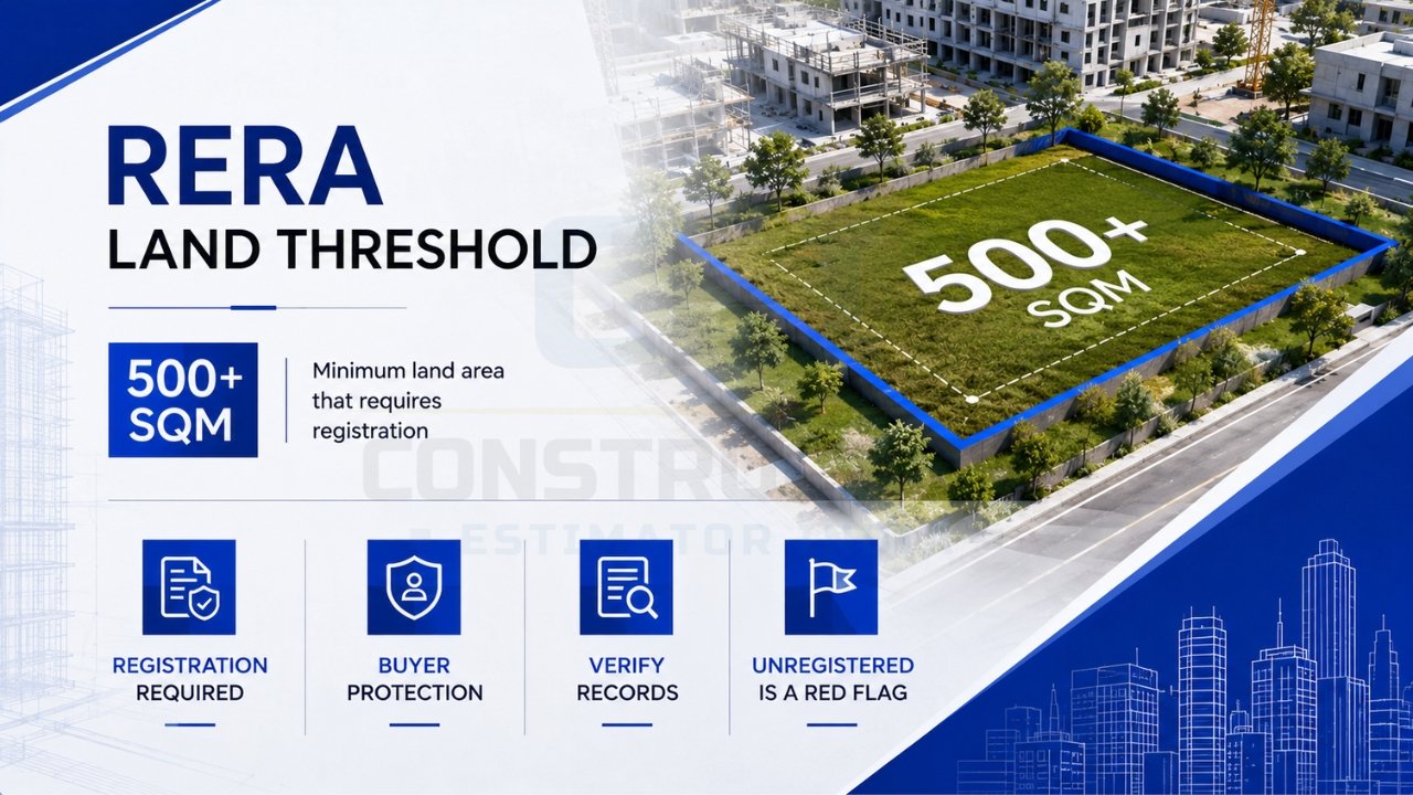 RERA land threshold of 500 square meters for mandatory project registration and buyer protection in India