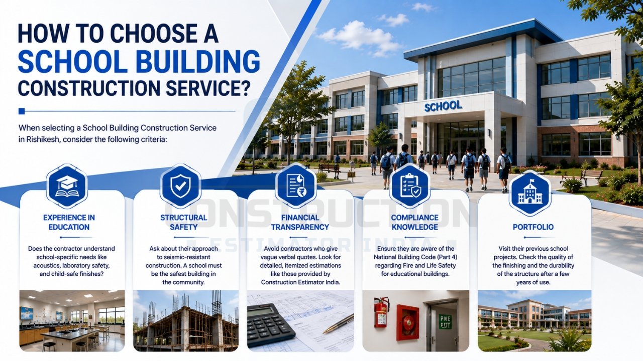 Modern school building with safe infrastructure and educational facility design