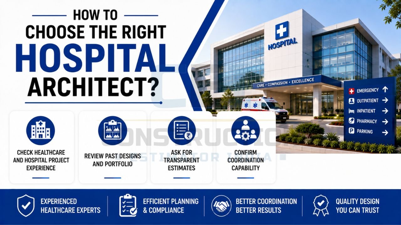Guide to choosing a hospital architect based on healthcare project experience, portfolio review, transparent estimates, and coordination capabilities.