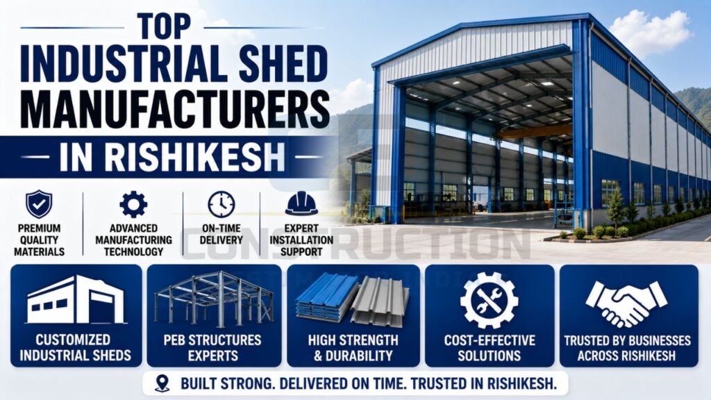 Modern industrial shed facility manufactured by a leading industrial shed company in Rishikesh.