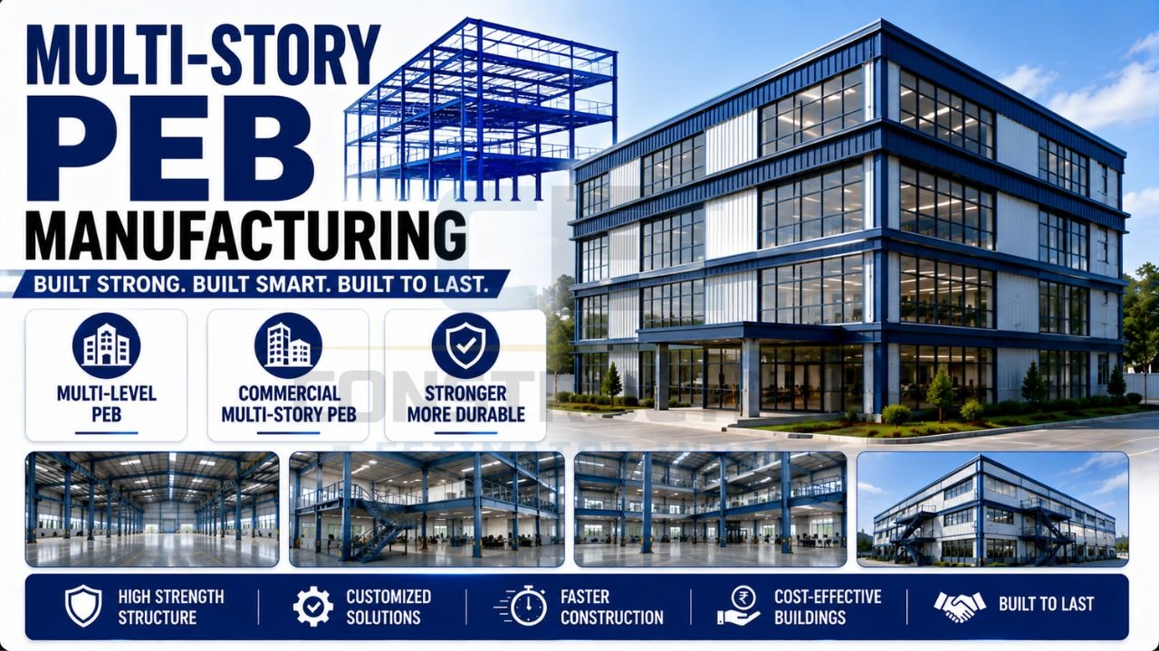 Modern multi-story pre-engineered building designed for commercial and industrial applications.