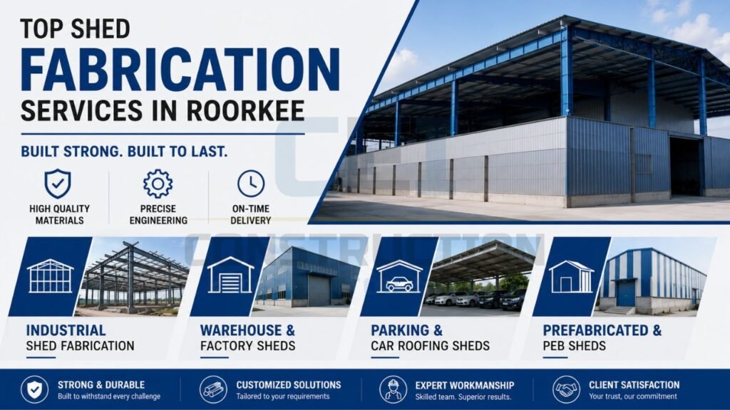 Professional shed fabrication services in Roorkee provide customized solutions for industrial, commercial, and storage requirements. Services include industrial shed fabrication, warehouse and factory shed construction, parking and car roofing sheds, and prefabricated PEB structures. Expert fabricators deliver durable steel buildings using advanced engineering, quality materials, and efficient construction practices tailored to specific project needs.