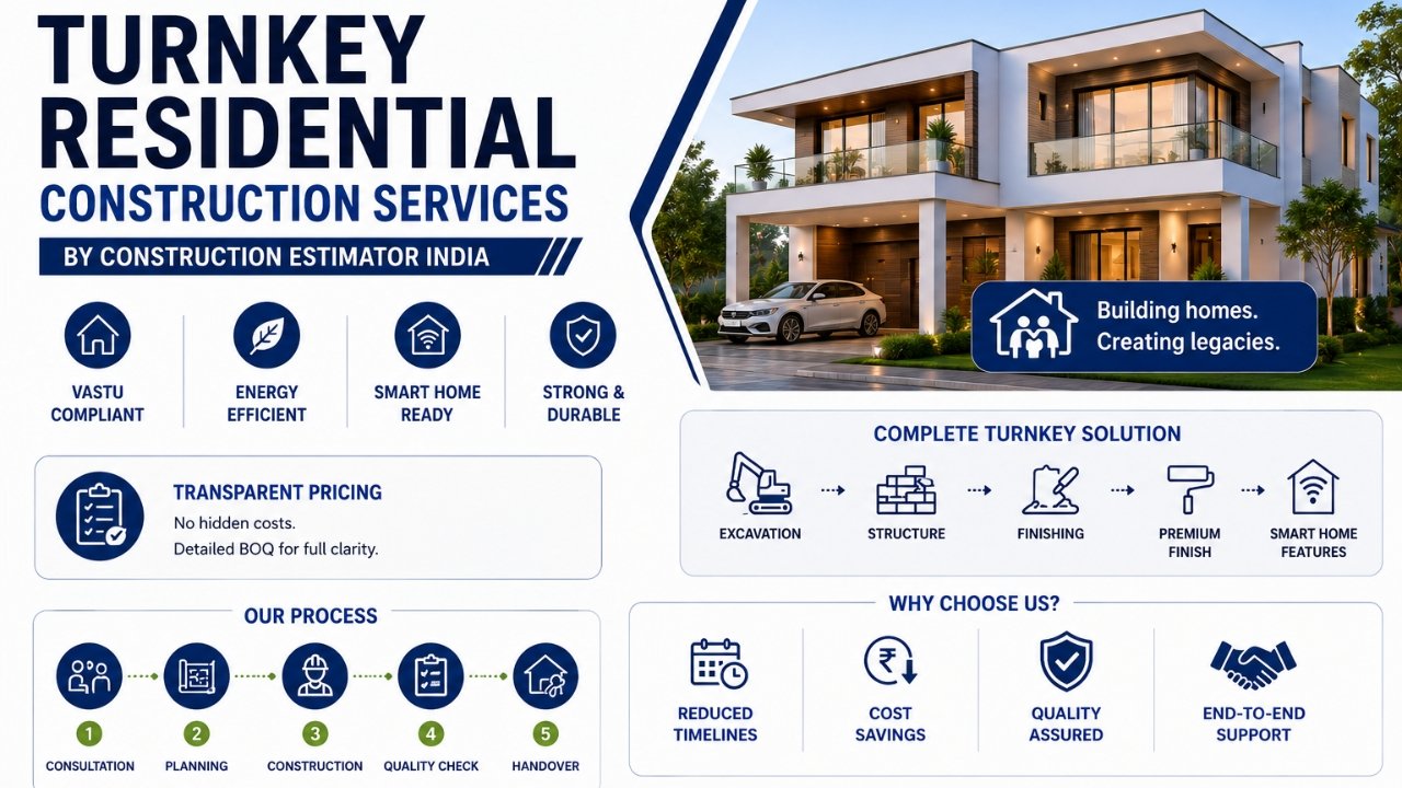 Turnkey residential construction services for modern homes with smart features, energy efficiency, and end-to-end project execution.