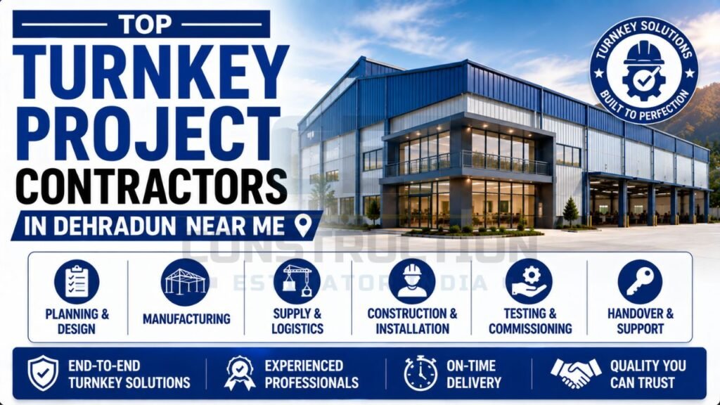 Modern industrial and commercial facility delivered through turnkey construction services in Dehradun.