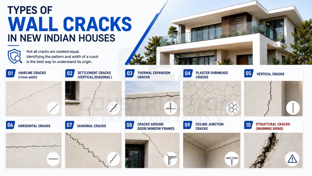 Types of wall cracks in new Indian houses including structural and non-structural cracks