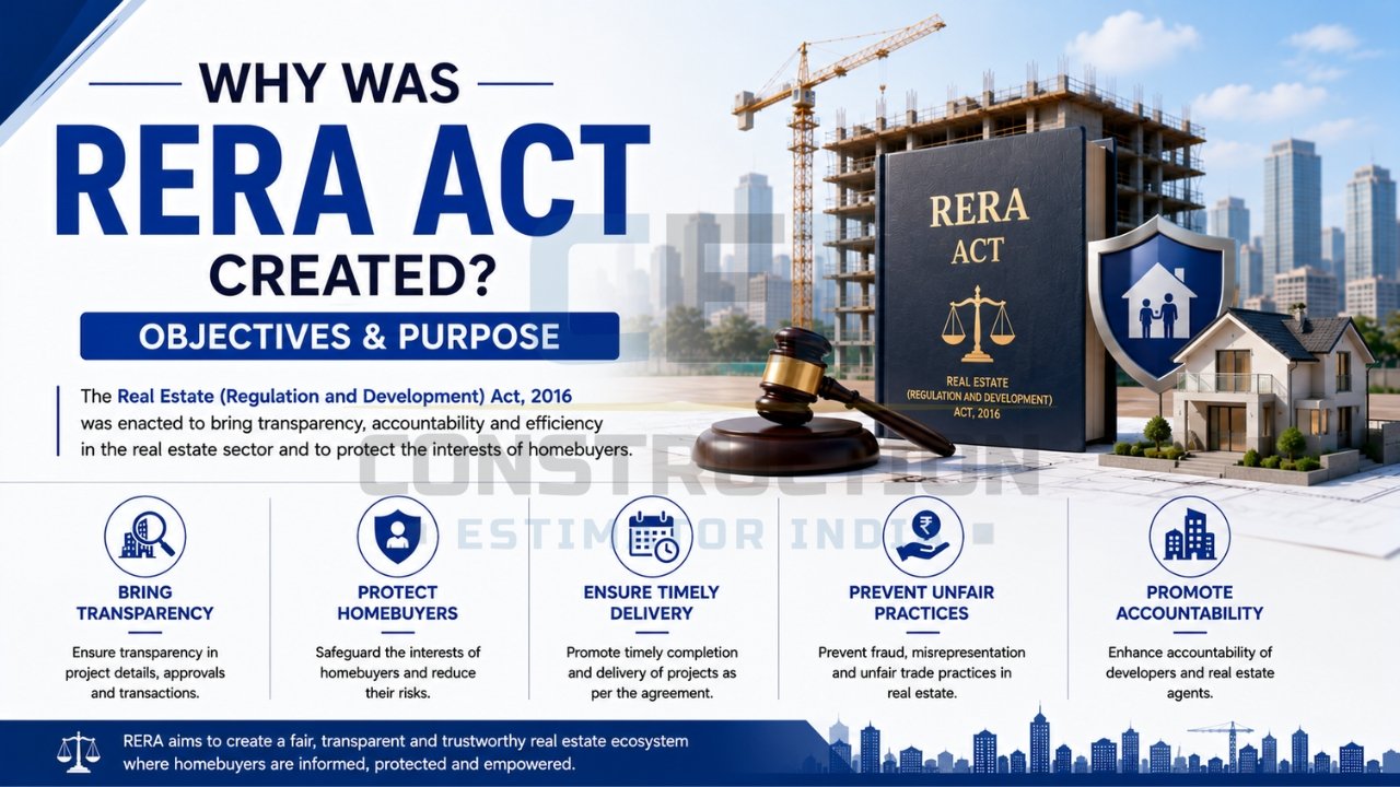 Why was the RERA Act created? Objectives of RERA including transparency, homebuyer protection, timely project delivery, fair practices, and accountability