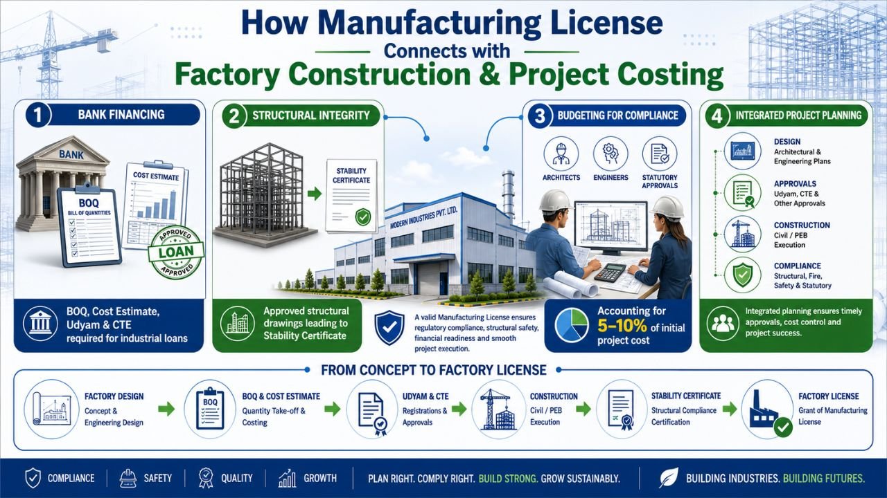 How manufacturing license connects with factory construction and project costing