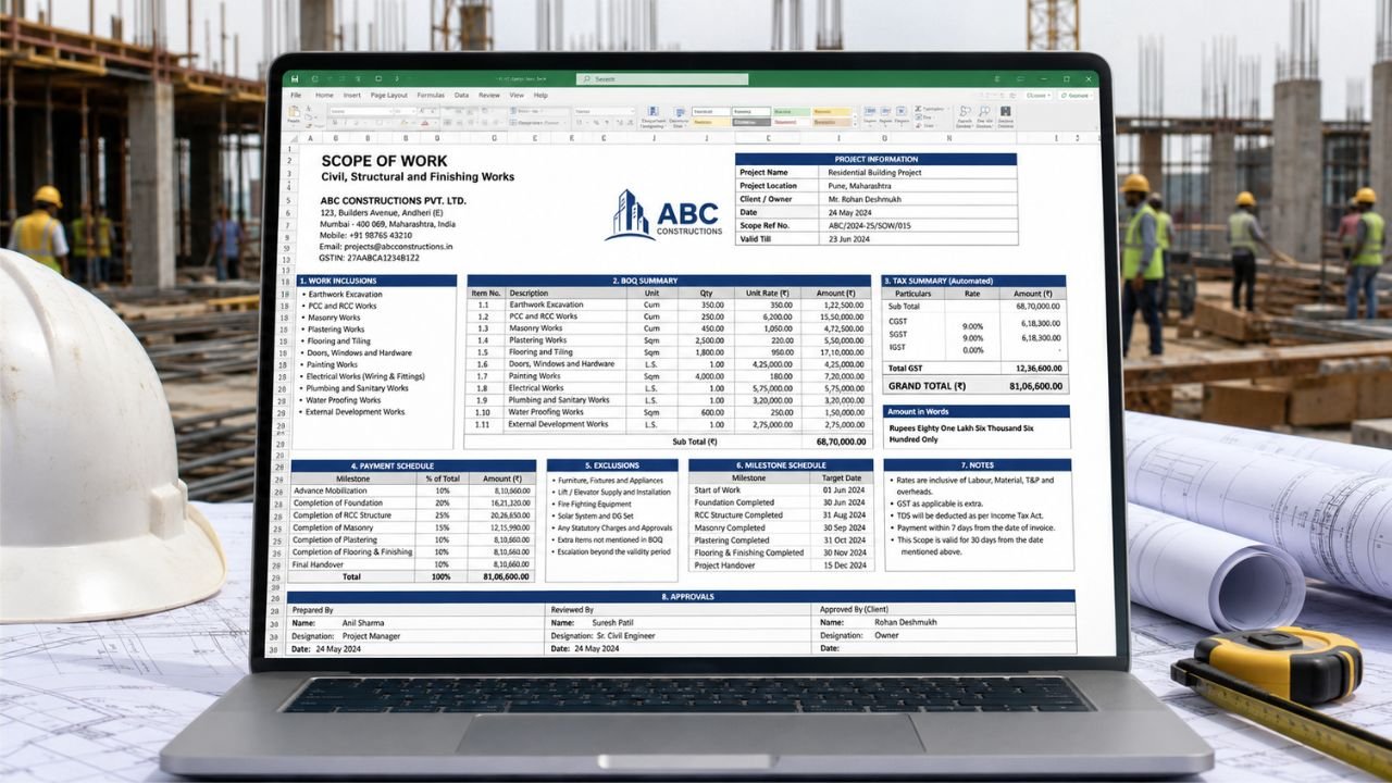 Professional Scope of Work Template for Construction