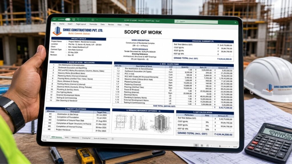 Scope of Work Template for Construction