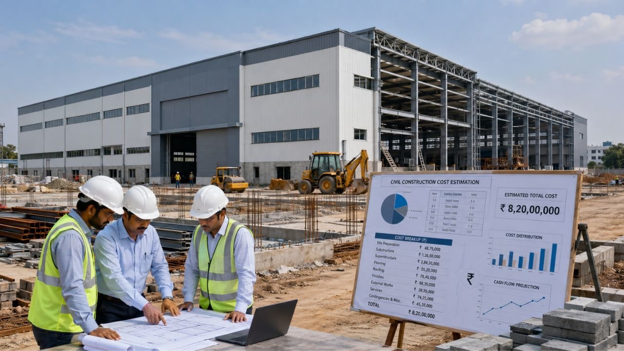 Civil construction cost estimation for a manufacturing company in India