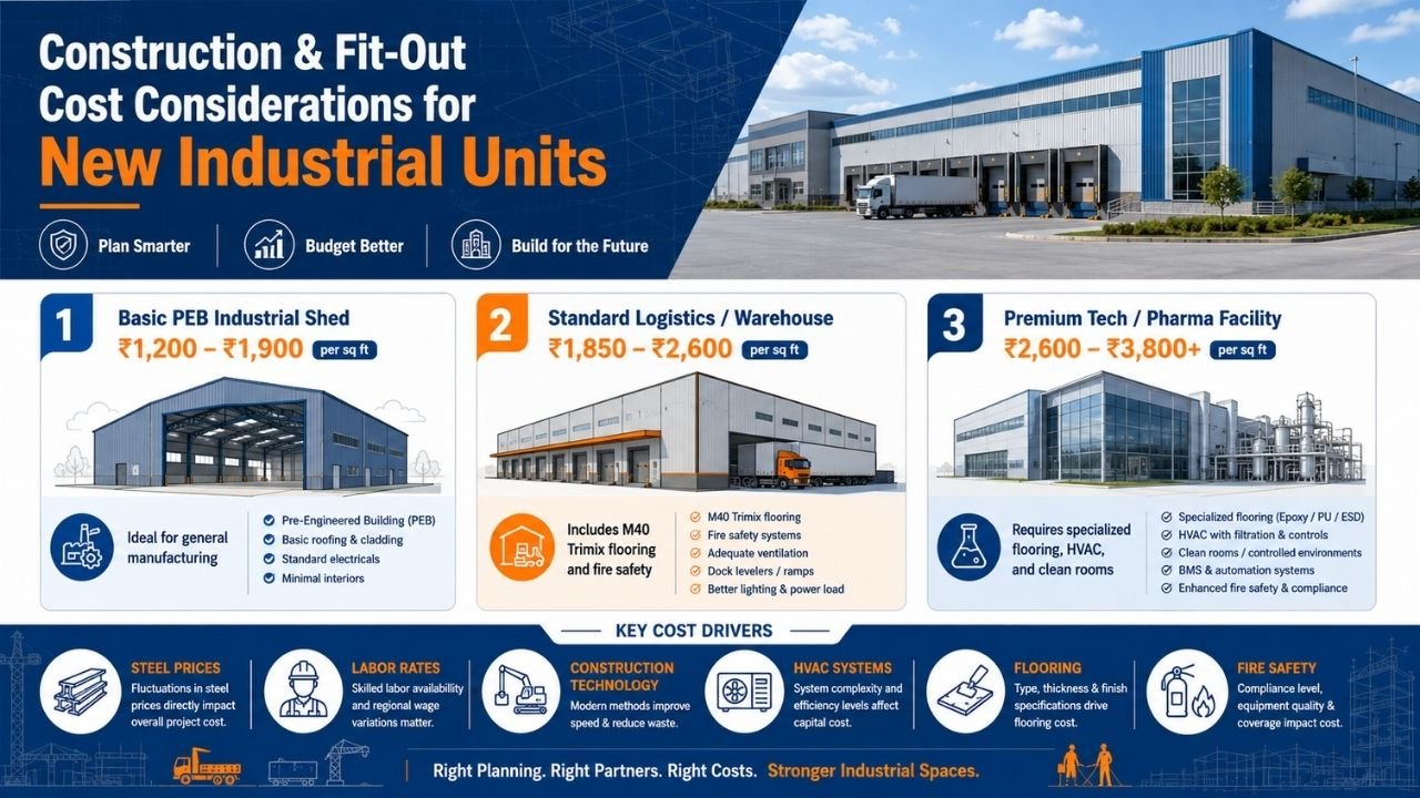 Construction and fit-out cost considerations for new industrial units